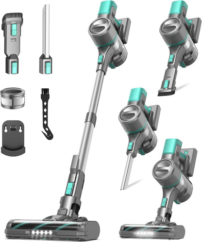 S10 Cordless Vacuum Cleaner, 55Kpa 60mins Lightweight Stick Vacuum with Powerful Suction for Home, Rechargeable, Self-Standing, Handheld Vacuum Cleaners for Hardwood Floors, Carpets, Violet
