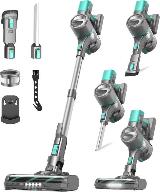 S10 Cordless Vacuum Cleaner, 55Kpa 60mins Lightweight Stick Vacuum with Powerful Suction for Home, Rechargeable, Self-Standing, Handheld Vacuum Cleaners for Hardwood Floors, Carpets, Violet