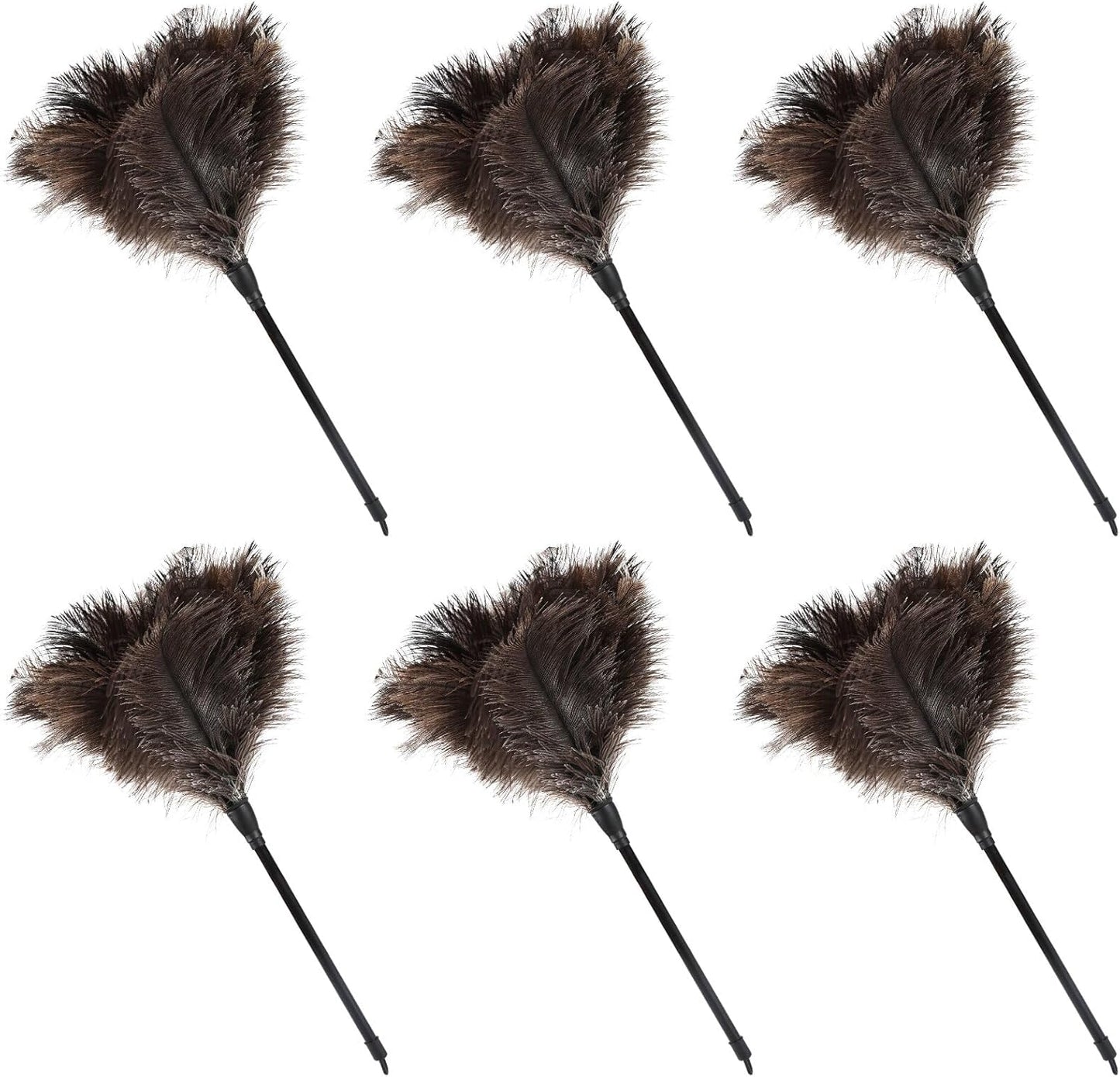 Natural Ostrich Feather Duster 14.9 inch Fluffy Mini Dusters with Plastic Handheld for Cleaning Car Keyboard Office 1 Pcs