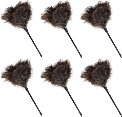 Natural Ostrich Feather Duster 14.9 inch Fluffy Mini Dusters with Plastic Handheld for Cleaning Car Keyboard Office 1 Pcs
