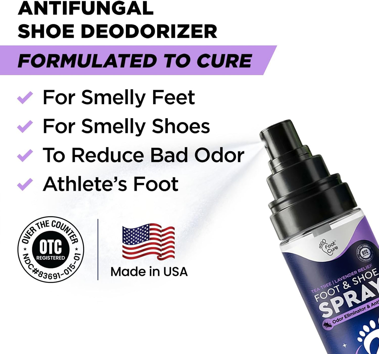 Tea Tree Foot Odor Spray - Mint Blast Shoe Deodorizer for Smelly Feet, Athletes Foot Spray Odor Eliminator No More Smelly Shoes or Stinky Feet | Removes, Controls & Prevents Odors - 120ml Made in USA