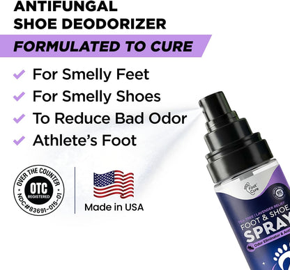 Tea Tree Foot Odor Spray - Mint Blast Shoe Deodorizer for Smelly Feet, Athletes Foot Spray Odor Eliminator No More Smelly Shoes or Stinky Feet | Removes, Controls & Prevents Odors - 120ml Made in USA