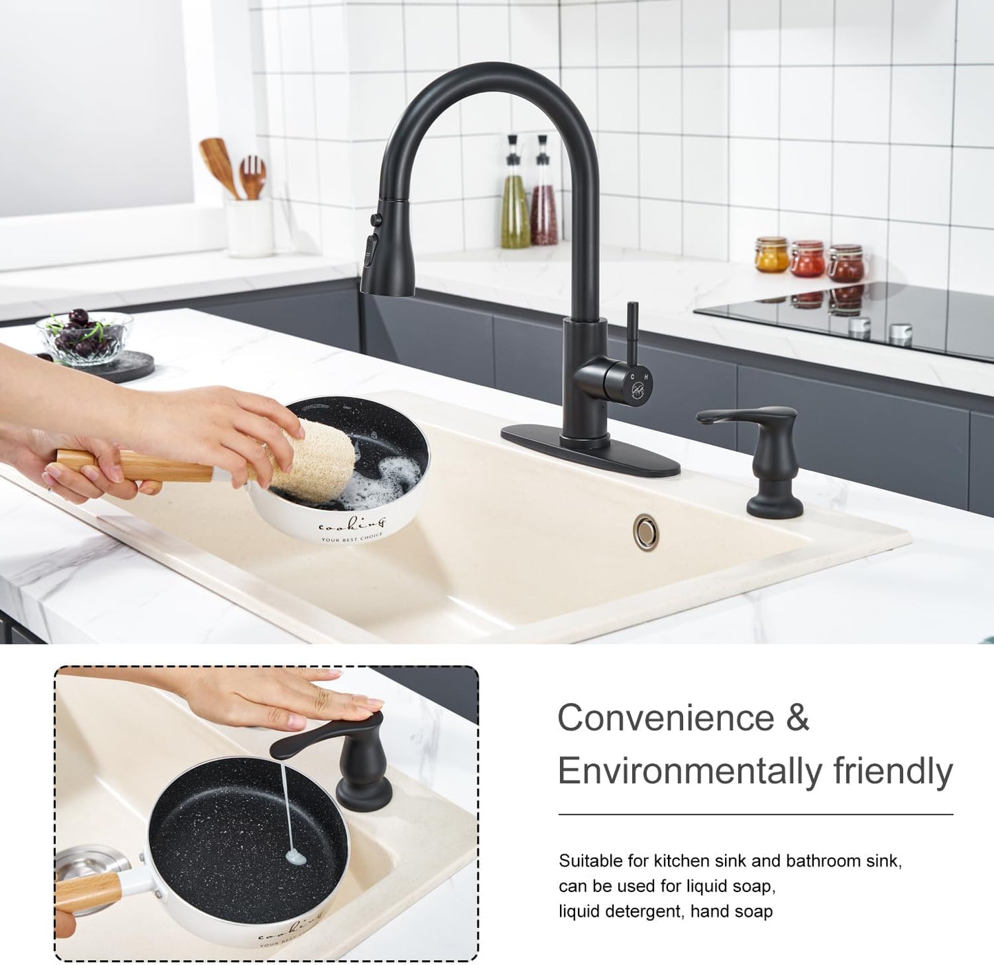 GAGALIFE Kitchen Sink Soap Dispenser Brushed Nickel, Under Sink Soap Dispenser with 40" Silicone Extension Tube Kit,Say Goodbye to Frequent Refills