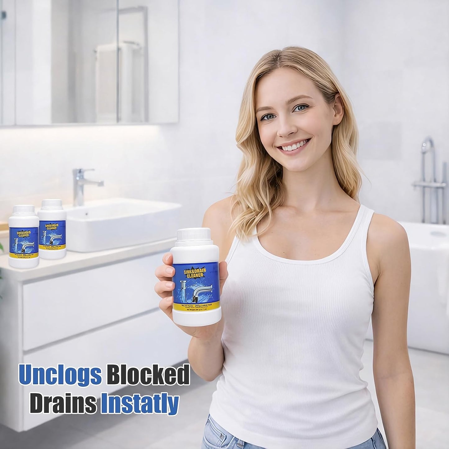 Sink Drain Cleaner, Powerful Pipeline Dredging Agent, Drain Clog Remover for Unclogs Bathroom and Kitchen Sinks, Drains (1PCS)