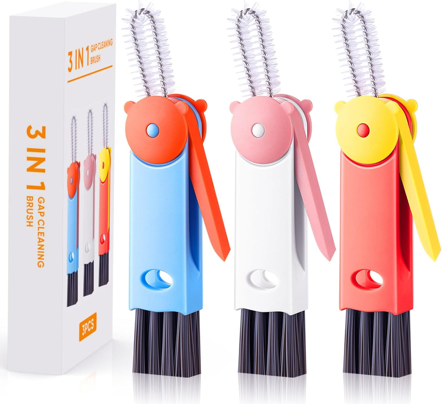 3 in 1 Cup Lid Cleaning Brush, Portable Gap Cleaner Brush - Multifunctional Bottle Cleaning Brush for Bottle Gap/Tight Spaces/Travel Bottle Lid, Home Kitchen Crevice Brush Tools, 3 PCS
