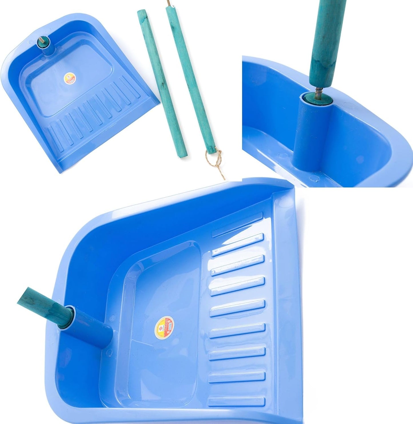 TTS Home Broom and Dustpan Set with 44.9'' Long Handle for Family, Kitchen, Office, and Lobby – 4-Pack Stand-Up Brooms with Dustpan Combo