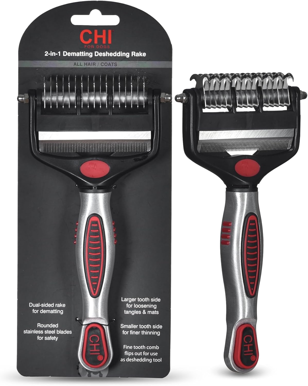 CHI for Dogs Rubber Fur Accumulator Brush, Dog Grooming Tool for Removing Loose Hair and Lint from Coats Furniture Clothing and Car Seats, Flexible Rubber Bristles, Easy Clean Grooming Brush