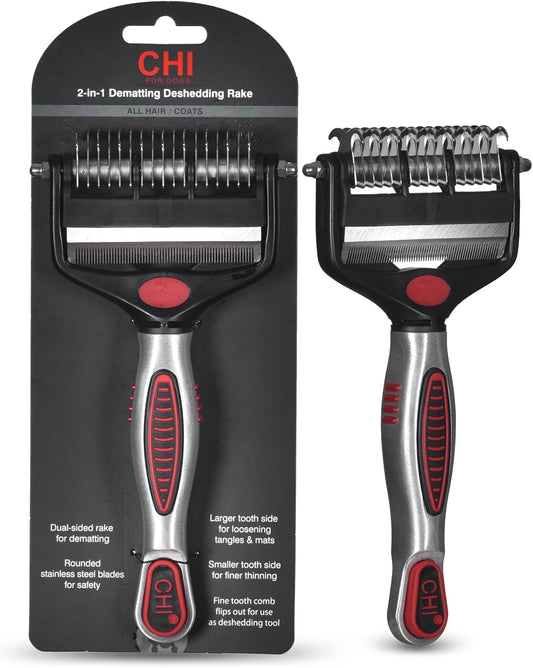 CHI for Dogs Rubber Fur Accumulator Brush, Dog Grooming Tool for Removing Loose Hair and Lint from Coats Furniture Clothing and Car Seats, Flexible Rubber Bristles, Easy Clean Grooming Brush