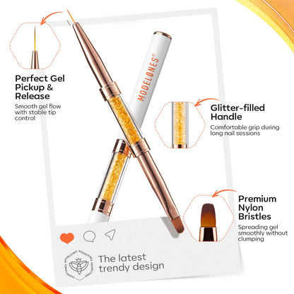 Modelones Nail Art Brushes Set, Nail Brush kit Gel Polish, Extension Gel, Liner, Clean up, Carving, Apex Building, Dotting Pens Professional Tools for Drawing Painting 3D Design Salon & DIY Use