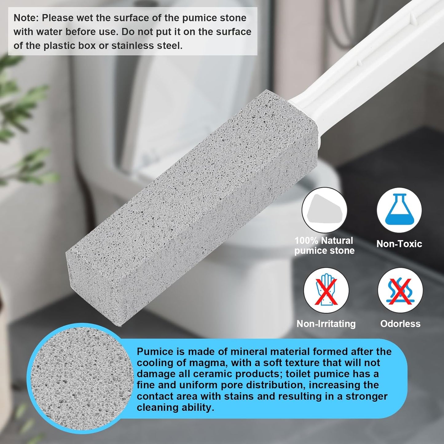 Herda 10 Pack Pumice Stone for Toilet Bowl Cleaning, Powerfully Pumice Stick for Cleaning Hard Water Rings, Calcium Buildup, Rust, Pumice Bar for Toilets, Bathtubs, Grills, Swimming Pools, Sinks
