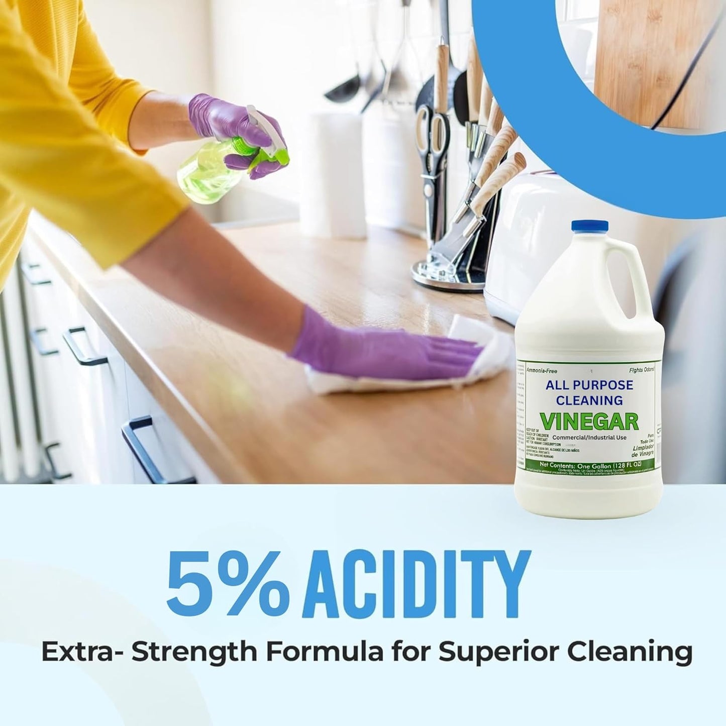 All Purpose Cleaning Vinegar, 5% Acidity | Multi-Purpose Household Surface Cleaner, Safe for Laundry, Effective Deodorizer, Ready to Use- 1 Gallon (Pack of 1)