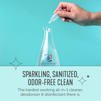 Force of Nature Multi-Purpose Cleaner, Disinfectant & Deodorizer Year Supply Bundle - Reusable Bottle, 50 Refills - EPA Registered, Toxin-Free, All-Purpose Natural Cleaning Supplies