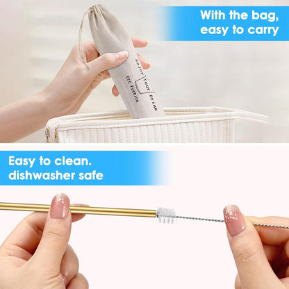 20 Pack Reusable Stainless Steel Metal Straws,10.5" & 8.5" Reusable Drinking Straws with 20 Silicone Tips 5 Straw Brushes 1 Travel Case,Eco Friendly Extra Long Metal Straw Fit for 20 24 30 oz Tumbler