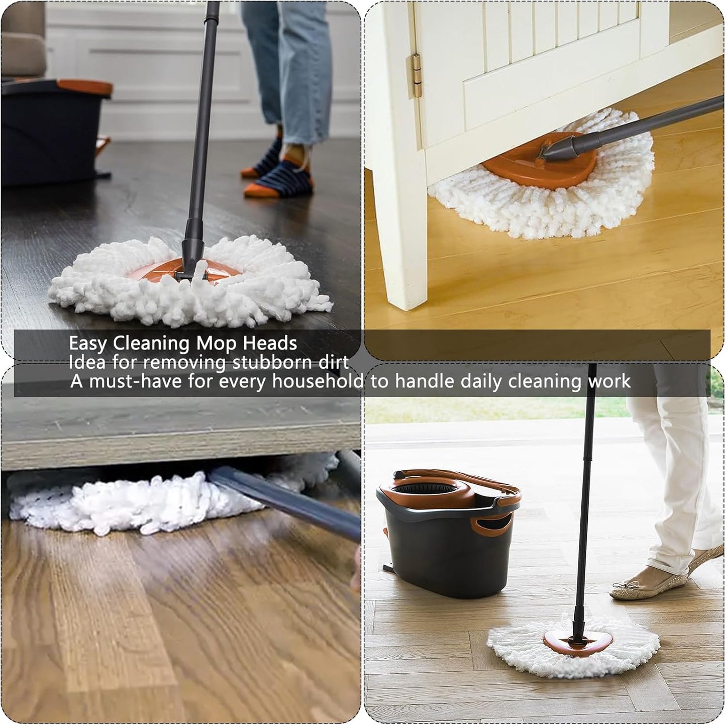 20Pack Spin Mop Replacement Heads,Spinning Mop Replace Head for Floor Cleaning, 100% Microfiber Mop Head Replacement Compatible with Triangle Spin Mop Refill for Easy Wring Mop,White