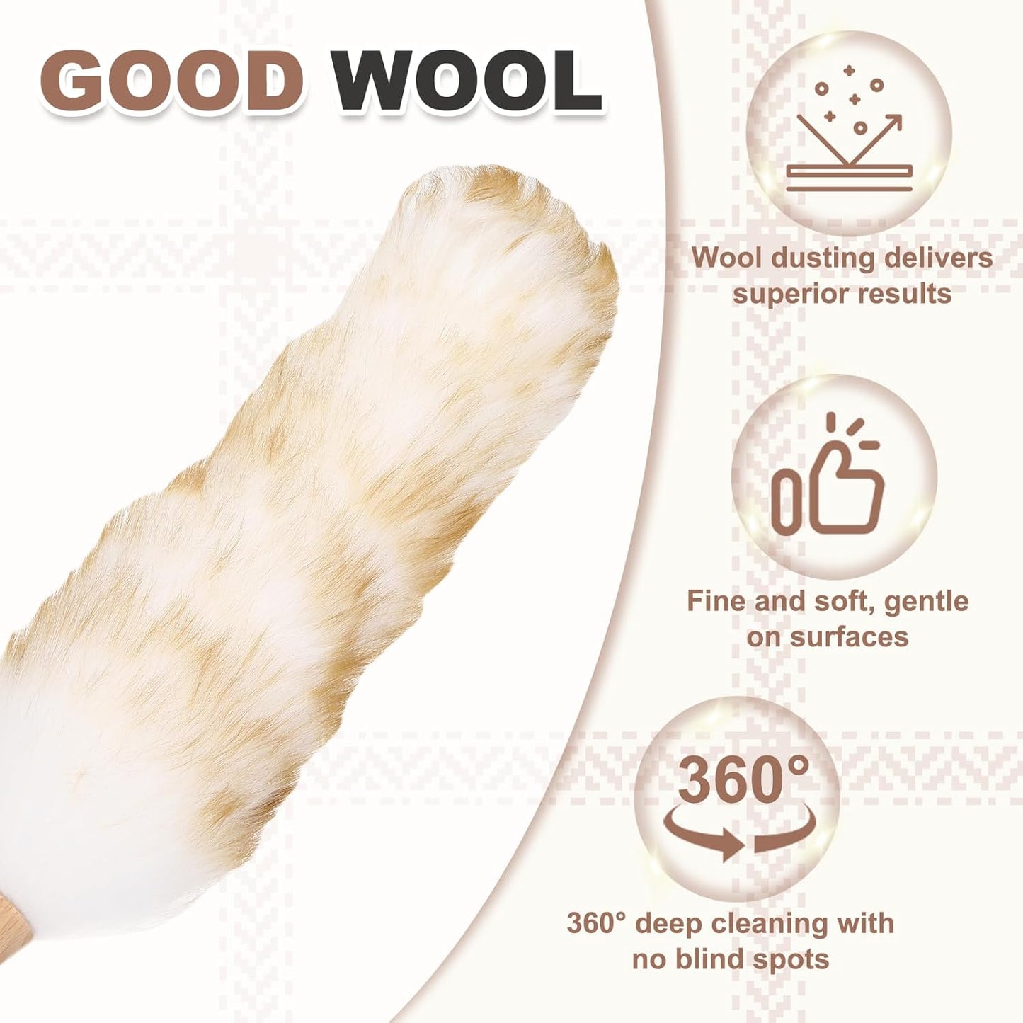 uxcell Wool Duster, 14.2" Natural Feather Cleaner Household Cleaning Duster with Solid Wooden Handle for Cleaning Fans Window Blinds Shelves Furniture, Pink