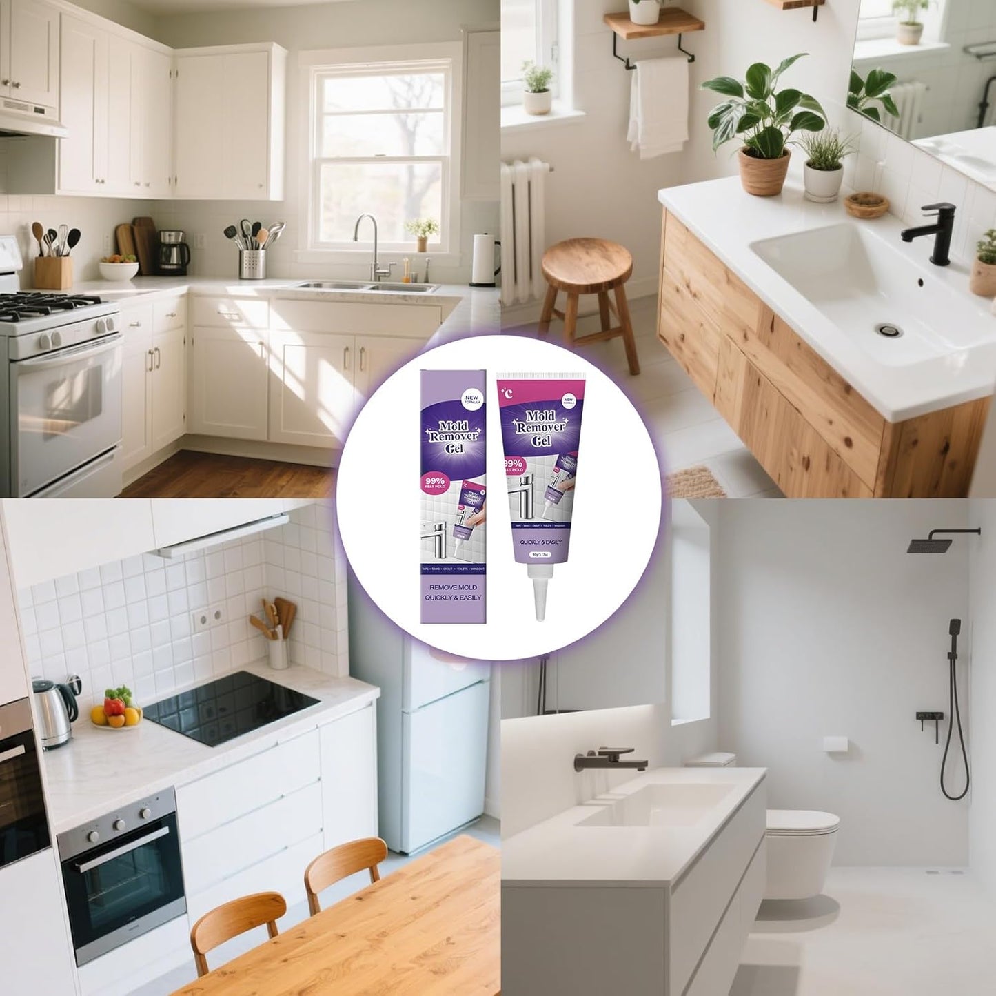 Stain Cleaning Gel - Bathroom & Shower Surface Cleaner for Grout, Tile, Sealed Wood — Powerful & Fast Acting (3PCS)