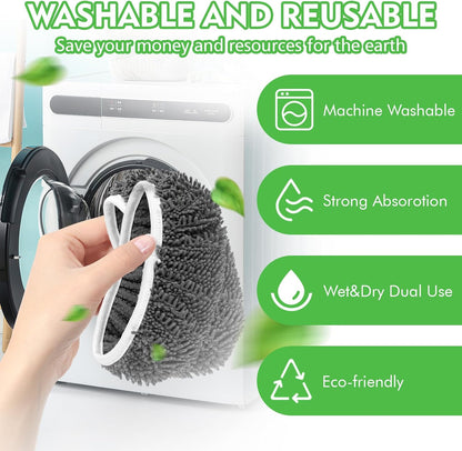 Reusable Microfiber Mop Pads Compatible with Swiffer Sweeper- 4 Pack Dry Sweeping Cloths & Wet Mopping Cloths - Chenille Washable Wet Pads Refill for Mopping Floors (Mop is not Included)
