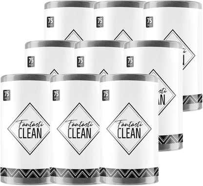 Fantasticlean Microfiber Cleaning Cloth Roll -75 Pack, Tear Away Microfiber Towels, 12" x 12", Reusable, Washable, Scratch Free, Ultra Absorbent Dishcloth for All-Around Cleaning Supplies (White)