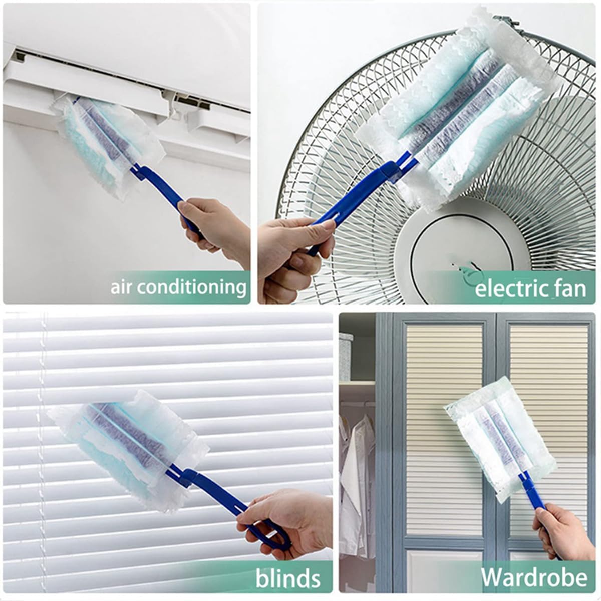 30 Pack Duster Refills Compatible with Swiffer Duster, Heavy Duty Multi Surface Duster Replacement with 1 Extra Handle for Cleaning Furniture, Blinds, Ceiling Fans and Car