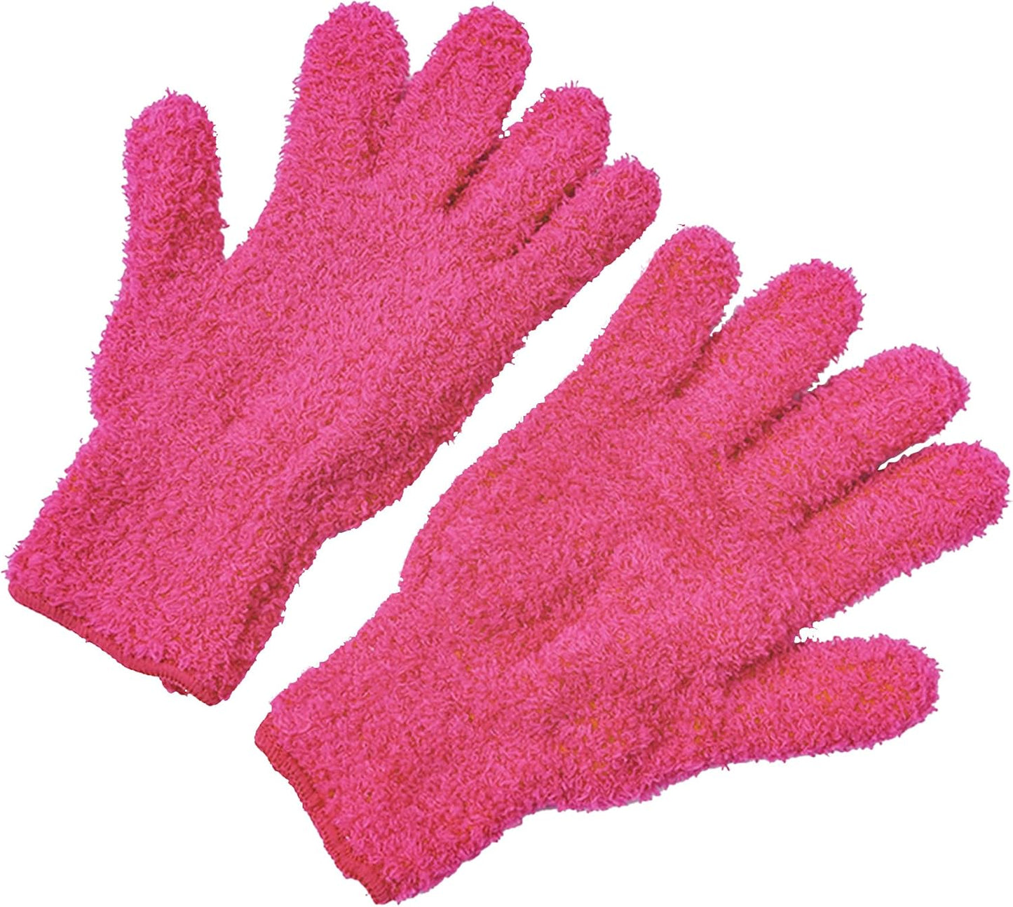 1 Pair Pink Reusable Plush Microfiber Gloves for Cleaning and Dusting, Soft Dusting Gloves for Furniture, Blinds, Car Interior, and Electronics