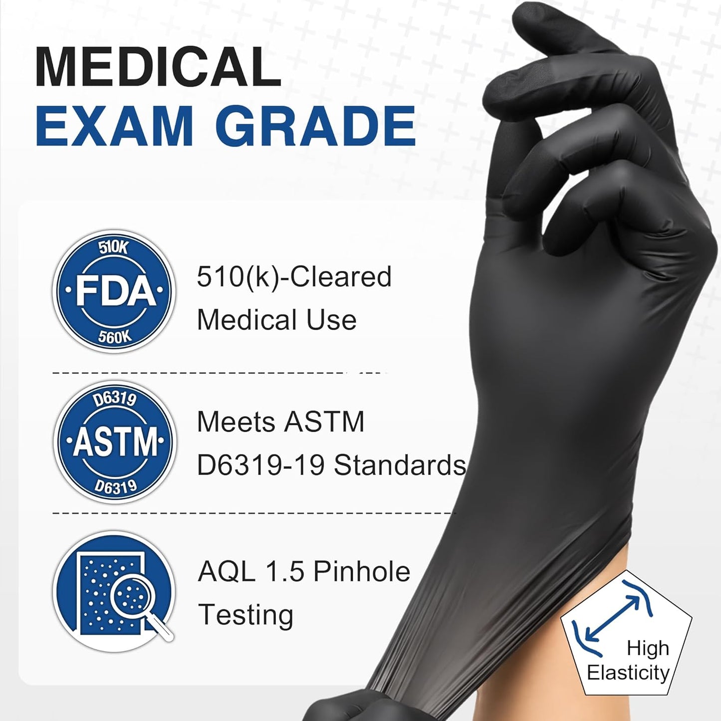 Schneider Black Nitrile Gloves, Powder Free, Disposable Gloves Latex Free for Medical Exam, Food Prep & Cleaning