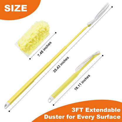 JOYMOOP Scented Telescopic Duster kit, 3FT Extendable Handle (Yellow) + 24 Yellow Refills for Swiffer Feather Duster,Easy Cleaning for Ceilings, Ceiling Fans, Blinds, Vents & Shelves