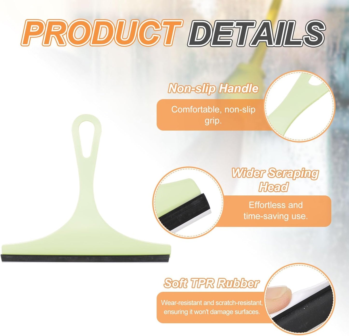 HARFINGTON 2pcs Shower Squeegee 8.7 Inch Length Water Blade Cleaner Tool Household Mirror Squeegee with Hole for Windshield Window Cleaning Glass Door, Green