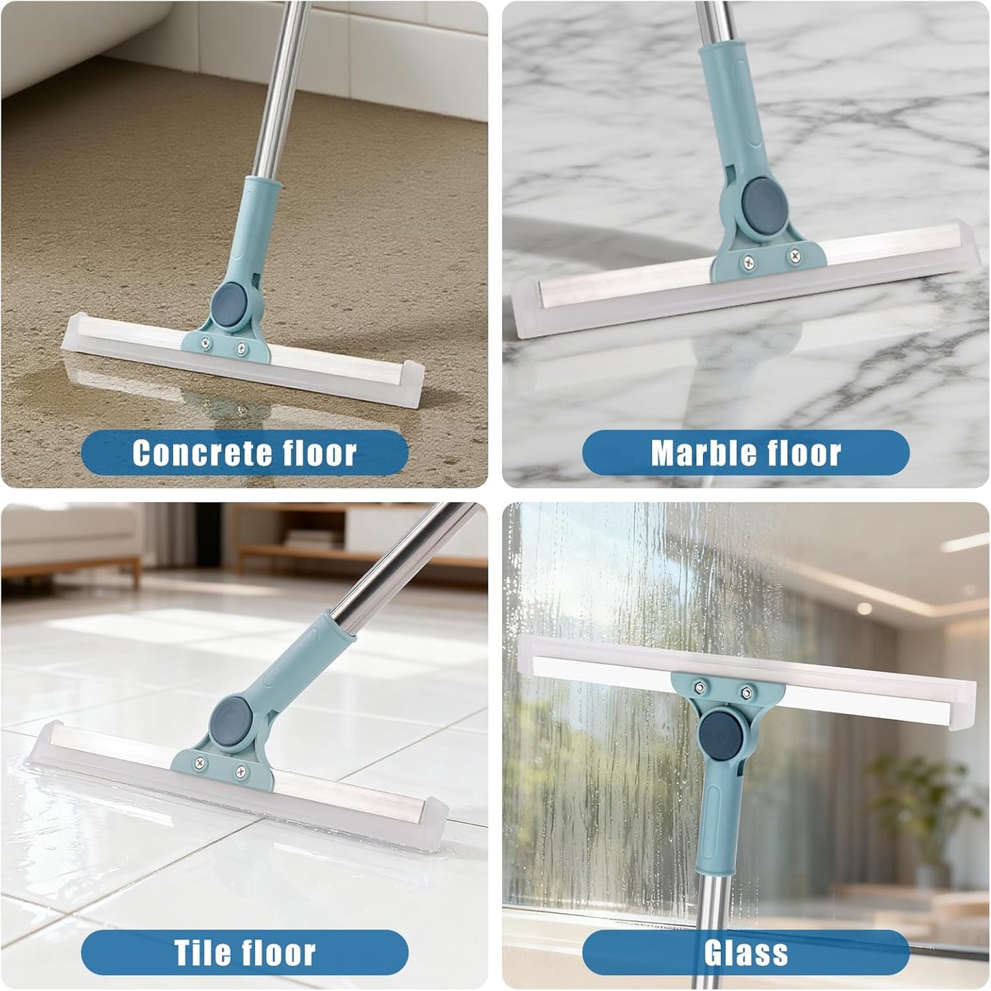 Flat Mop and Bucket Set with Heavy Duty Scrub Brush, 2 Washable Reusable Microfiber Pads, for Tile Hardwood, Wall Cleaning, Home Indoor or Outdoor Cleaning (White-Gray)