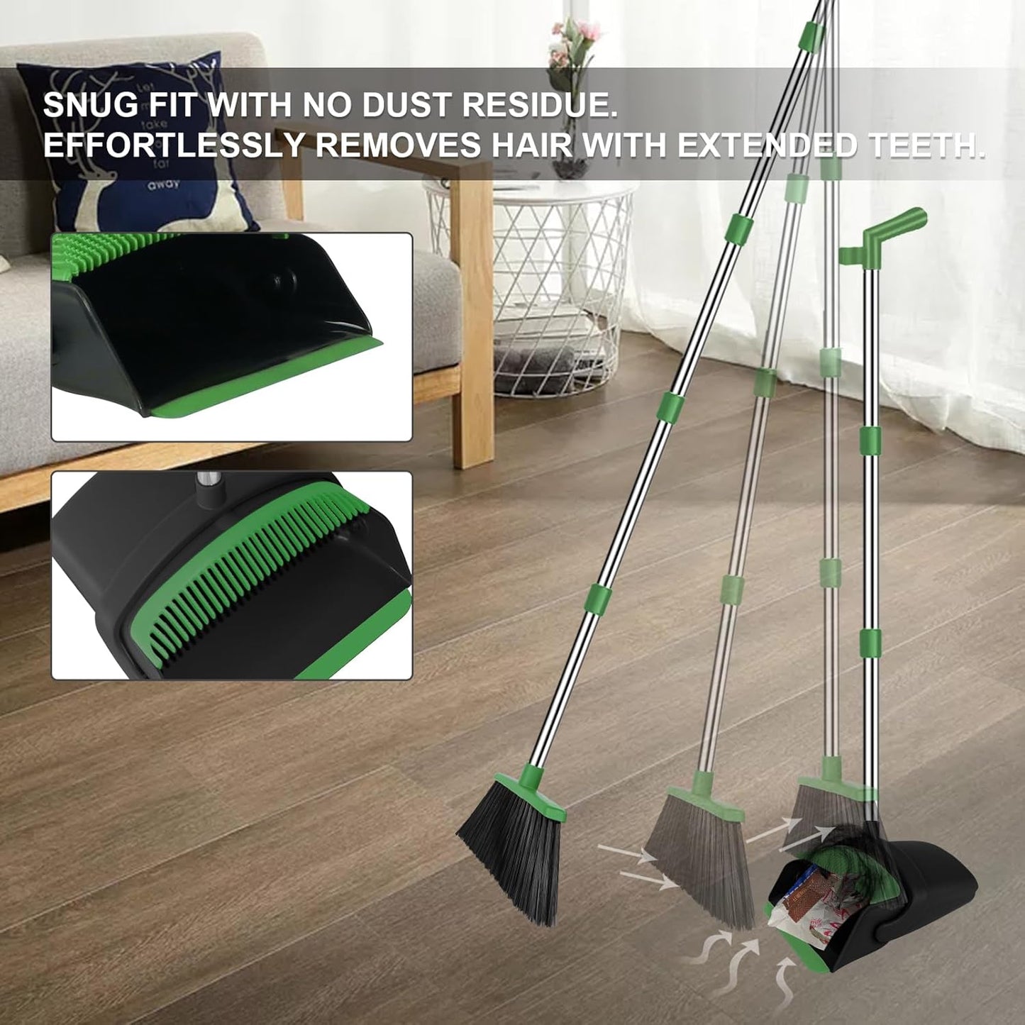 Purple Broom with Dustpan Combo Set, 51" Long Handle Household Cleaning Tool, Ideal Broom and Dustpan Set for Pet Hair and Home Use