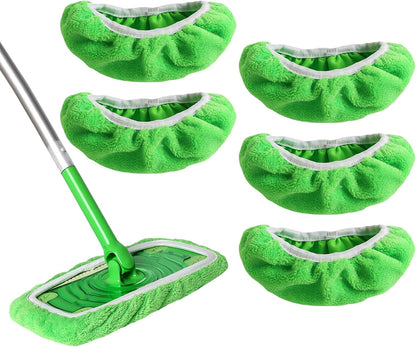 AmaVins 5 Pack Reusable Microfiber Mop Pads Compatible with Swiffer Sweeper Mop, Wet and Dry Flat mop Cover, Washable Mop Pads for Surface/Hardwood Floor Cleaning (Mop is Not Included)