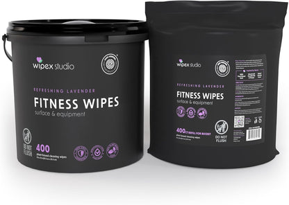 Wipex Gym Wipes Bucket Refill – EWG Verified, 400 Ct Plant-based Fitness Equipment Wipes, Lavender and Vinegar to Clean Surfaces, Safe Yoga Mat Cleaner, Gym Cleaner and Peloton