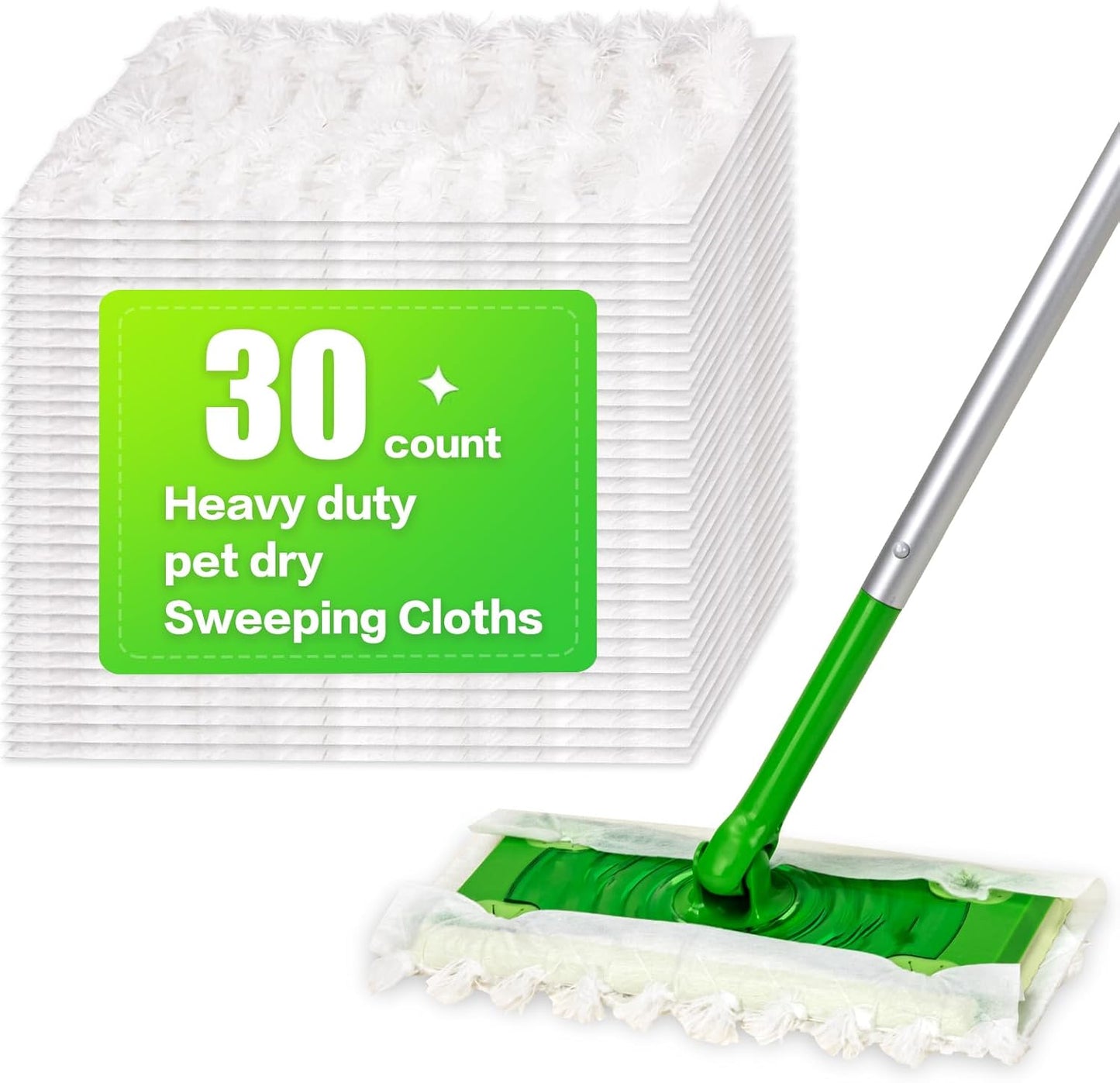 Heavy Duty Dry Sweeping Cloths Compatible with Sweeper Mop, Microfiber Duster Mop Pads Refills for Cleaning Hardwood Floor Dust and Pet Hair, Disposable (100)
