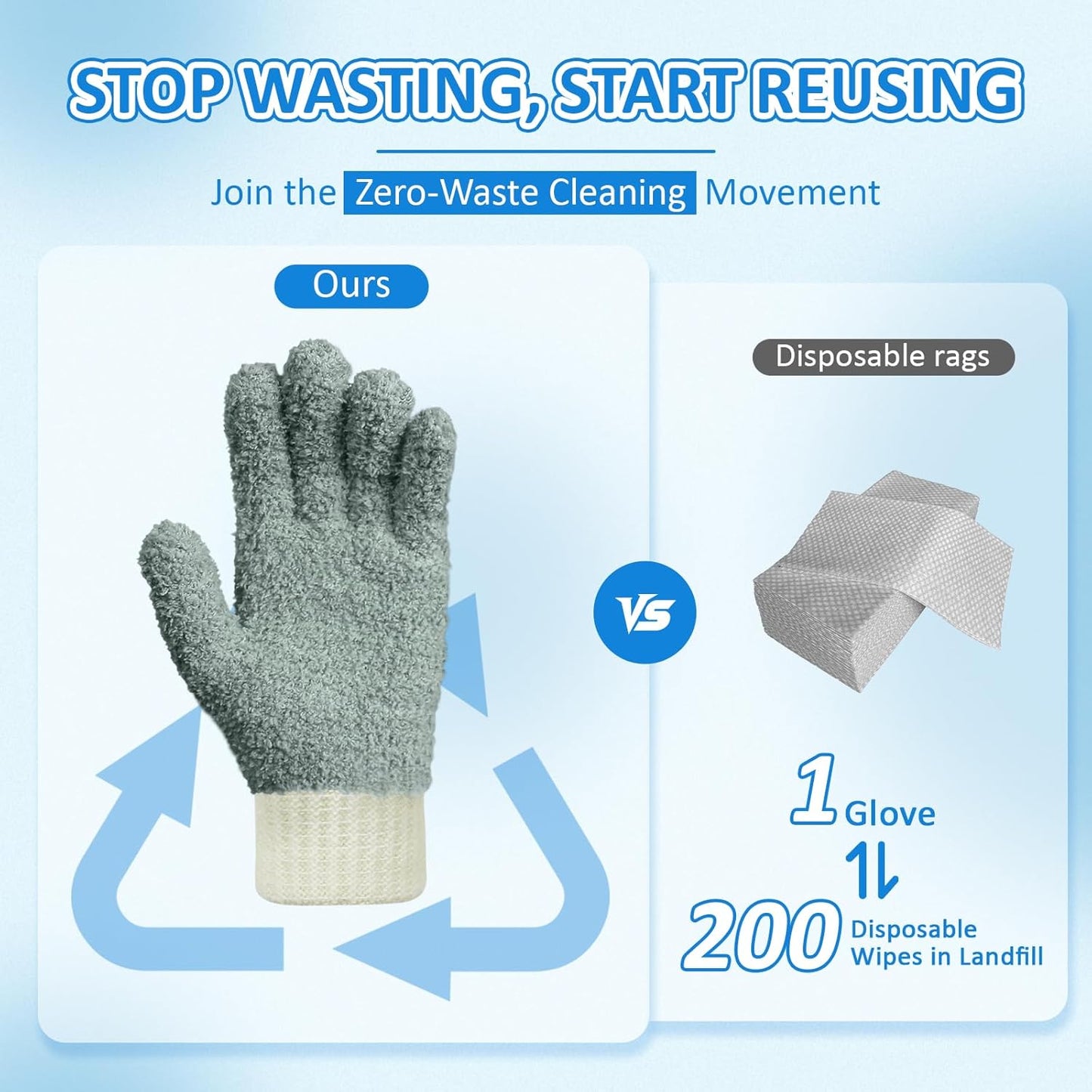 MIG4U Microfiber Dusting Gloves House Cleaning Glove for Blinds, Windows, Shutters, Furniture, and Car, Reusable Lint-Free Pink 1 Pair S/M