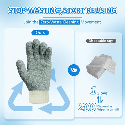 MIG4U Microfiber Dusting Gloves House Cleaning Glove for Blinds, Windows, Shutters, Furniture, and Car, Reusable Lint-Free Pink 1 Pair S/M