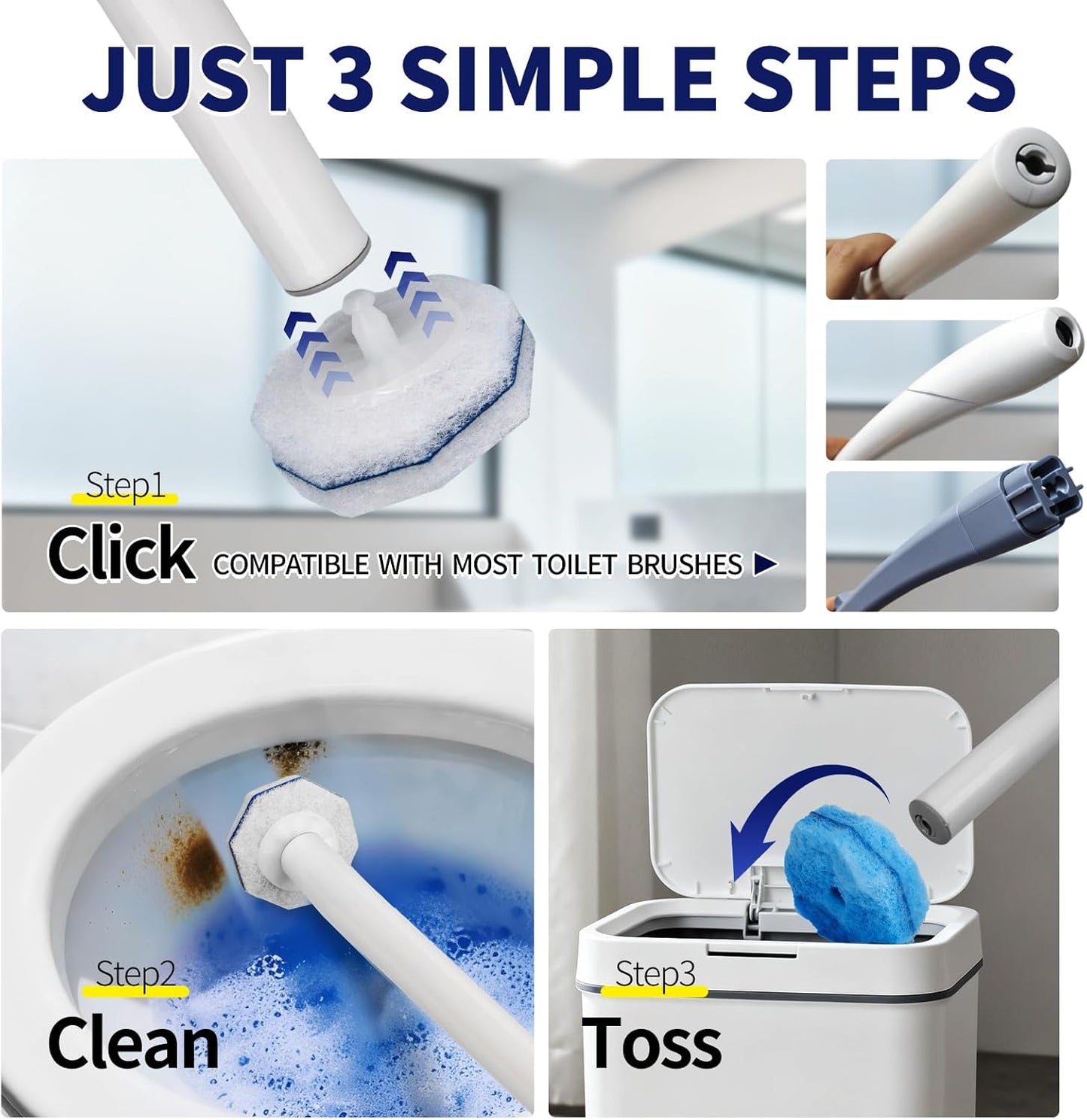 64 Count Toilet Wand Refills for Clorox Toilet Wand,5X Cleaning Power, Extra Thick, Fresh Fragrance,Compatible with Most Toilet Brushes