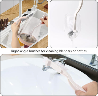 19Pcs Crevice Cleaning Brush Set, Hard Bristle Crevice Cleaner Supplies for Kitchen, Bathroom, Corner, Grout, Sink, Cup, Teapot, Bottle, Blender
