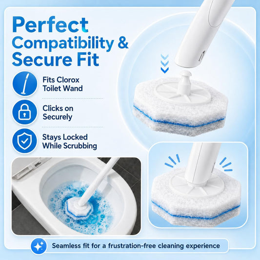 60 Count Toilet Wand Refills for Clorox Toilet Brush, Disposable Heads for Deep Cleaning, Instant Foam