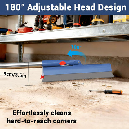 Floor Squeegee for Concrete Floor, 15.8" Large Heavy Duty Squeegee for Floor with 60" Adjustable Handle, 2-in-1 Silicone & EVA Blade for Garage,Concrete,Tile,Bathroom,Window Glass Cleaning
