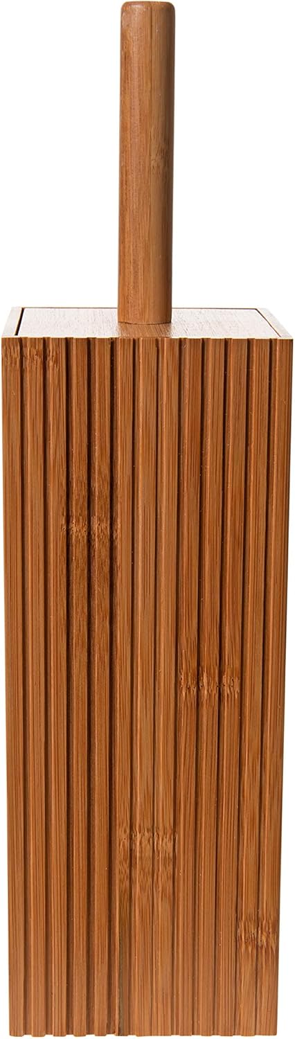 Bath Bliss Rounded Natural Bamboo Collection, Toilet Bowl Brush, Matching Accessories to Decorate Your Bathroom, Tall (10029-NATURAL)