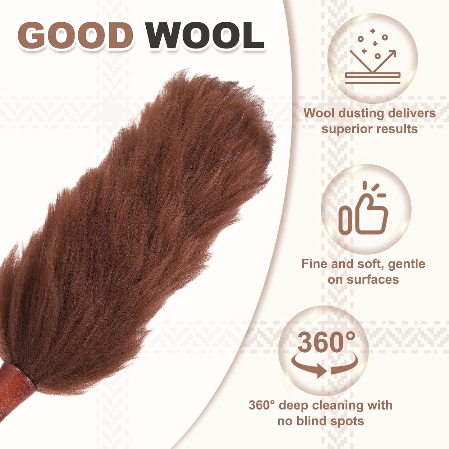uxcell Wool Duster, 14.2" Natural Feather Cleaner Household Cleaning Duster with Solid Wooden Handle for Cleaning Fans Window Blinds Shelves Furniture, Pink