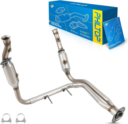 PHILTOP Left and Right Catalytic Converter Replacement For 2005-2010 300 2.7/3.5L V6 RWD, 2006-2010 Charger 2.7/3.5L V6 RWD, 2005-2008 Magnum 2.7/3.5L V6 RWD Replace 55434, 55433 (EPA Compliant) - Colors B