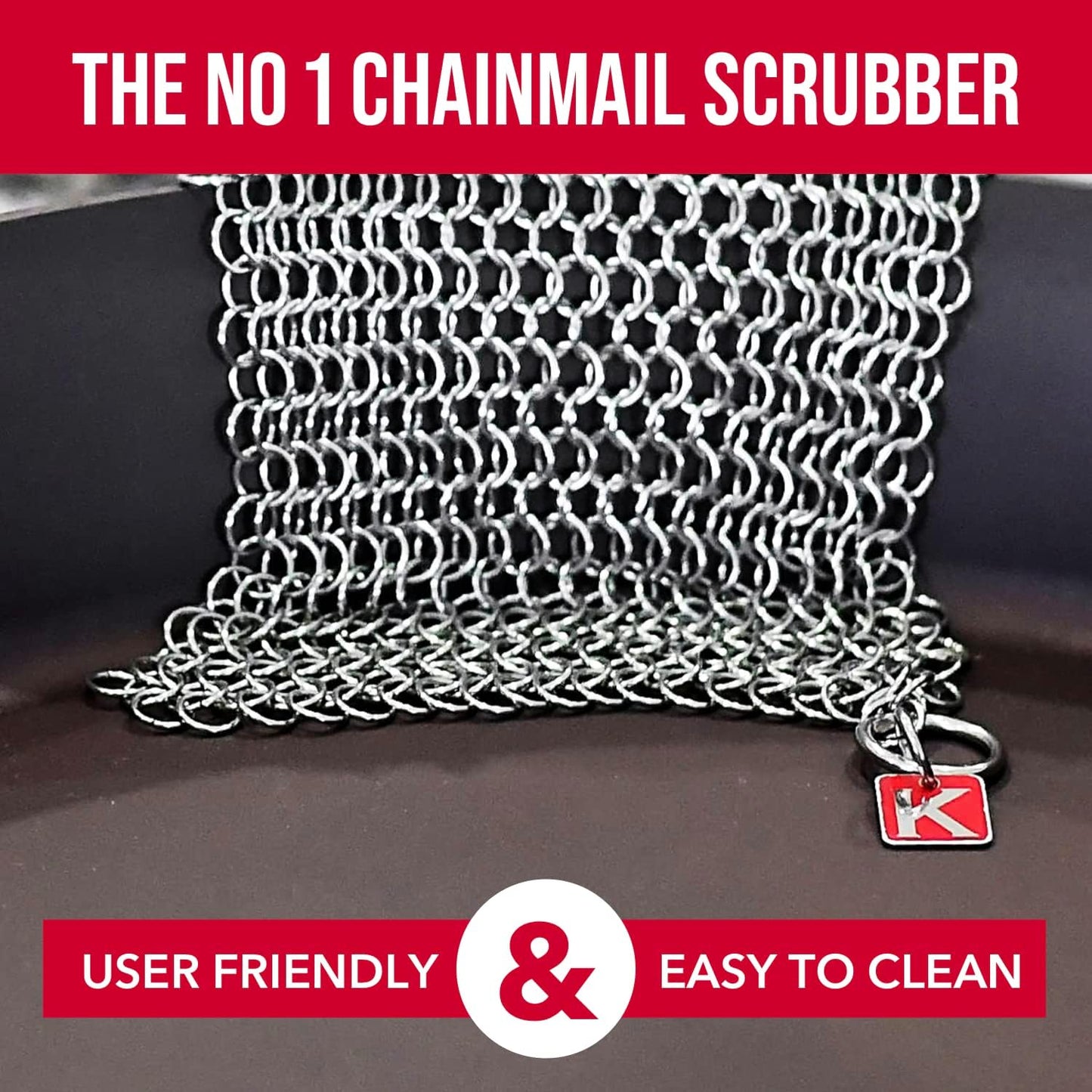 CM SCRUBBER Knapp Made Original 4" Chainmail Scrubber - Cleaner For Cast Iron, Stainless Steel, Hard Anodized Cookware and Other Pots & Pans