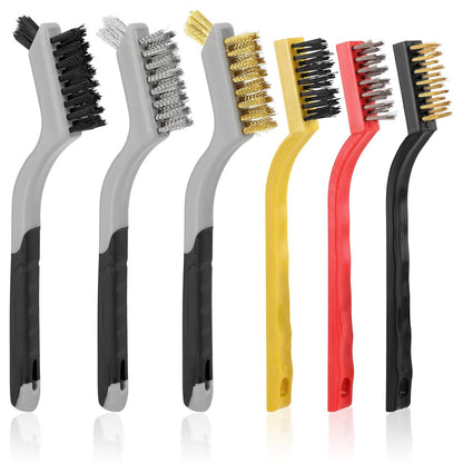6 Pieces Wire Brushes Set, Small Metal Brass/Stainless Steel/Nylon Brushes for Cleaning Metal Rust Remover and Paint Removal