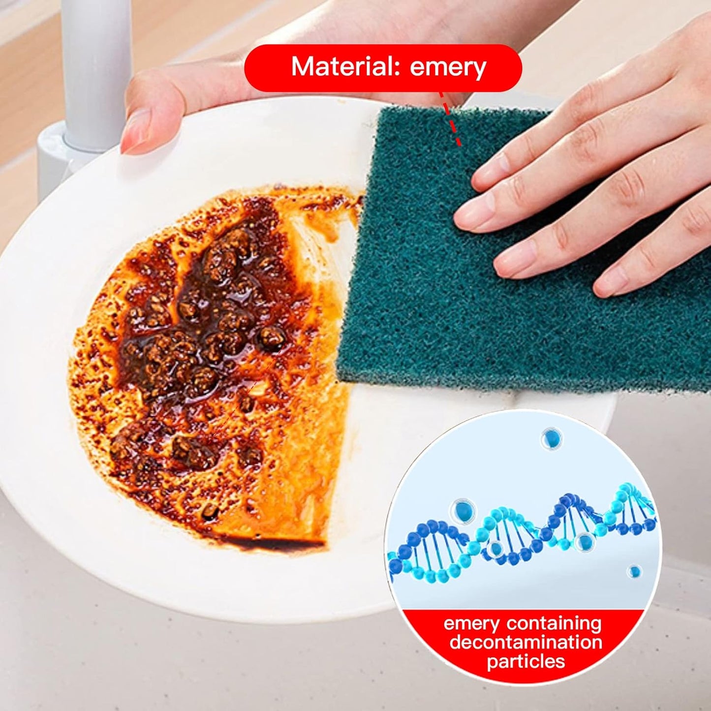Heavy Duty Scour Pads Sponge Dish Scrubber Non-Scratch Green Reusable Household Scrub Pads for Kitchen and Dish Cleaning Tool (12Pcs)