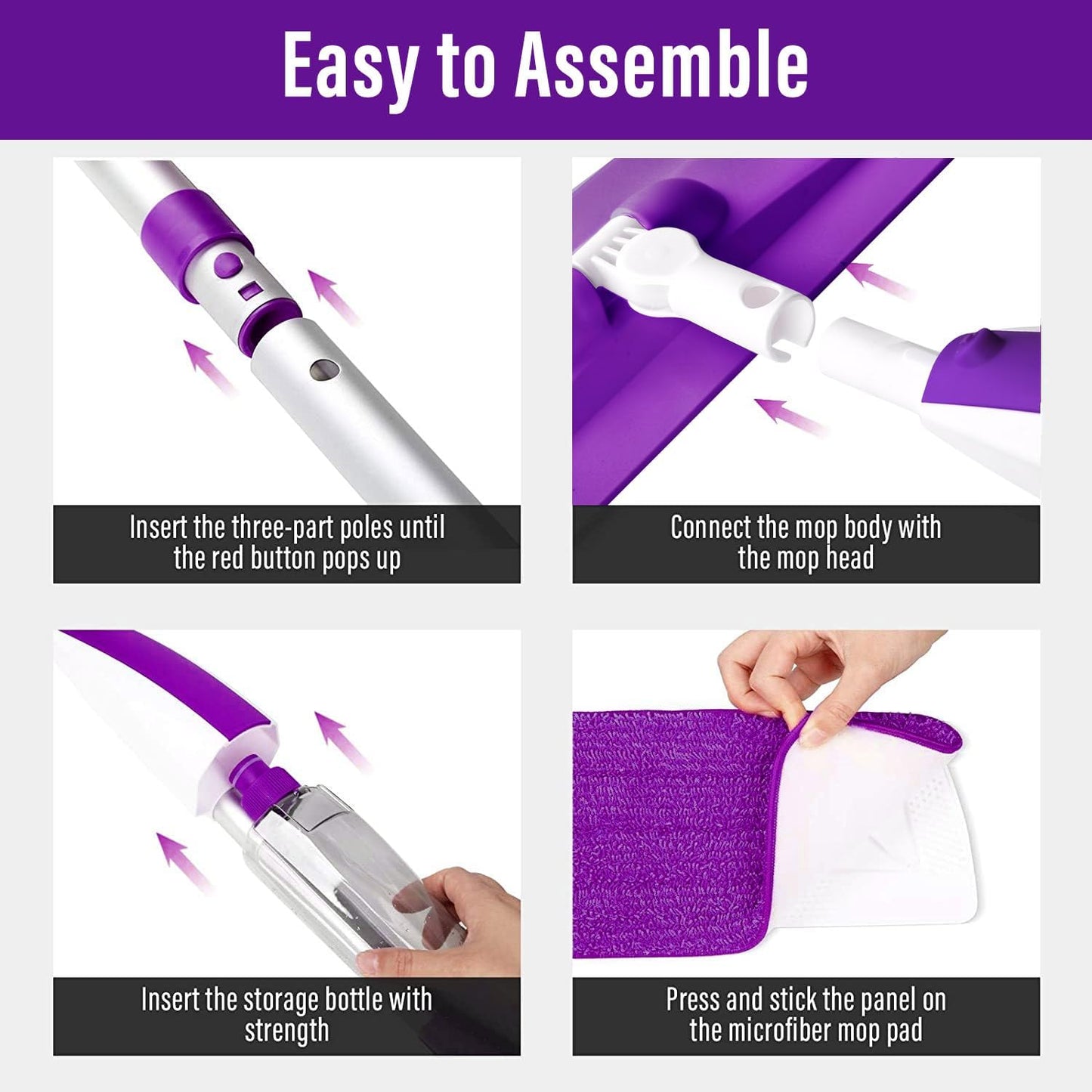 Mops for Floor Cleaning Wet Spray Mop with 14 oz Refillable Bottle and 2 Washable Microfiber Pads Home or Commercial Use Dry Wet Flat Mop for Hardwood Laminate Wood Ceramic