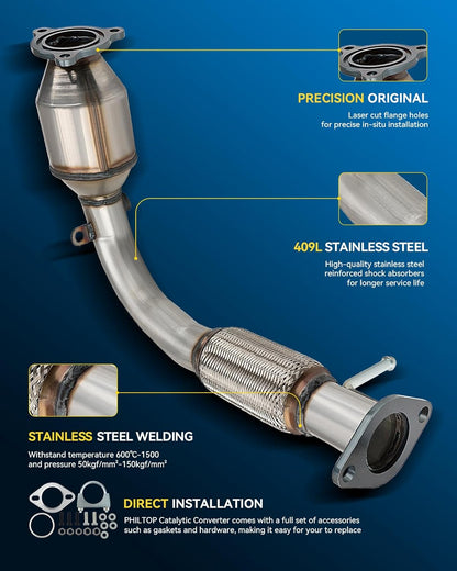 PHILTOP Left and Right Catalytic Converter Replacement For 2005-2010 300 2.7/3.5L V6 RWD, 2006-2010 Charger 2.7/3.5L V6 RWD, 2005-2008 Magnum 2.7/3.5L V6 RWD Replace 55434, 55433 (EPA Compliant) - Colors C