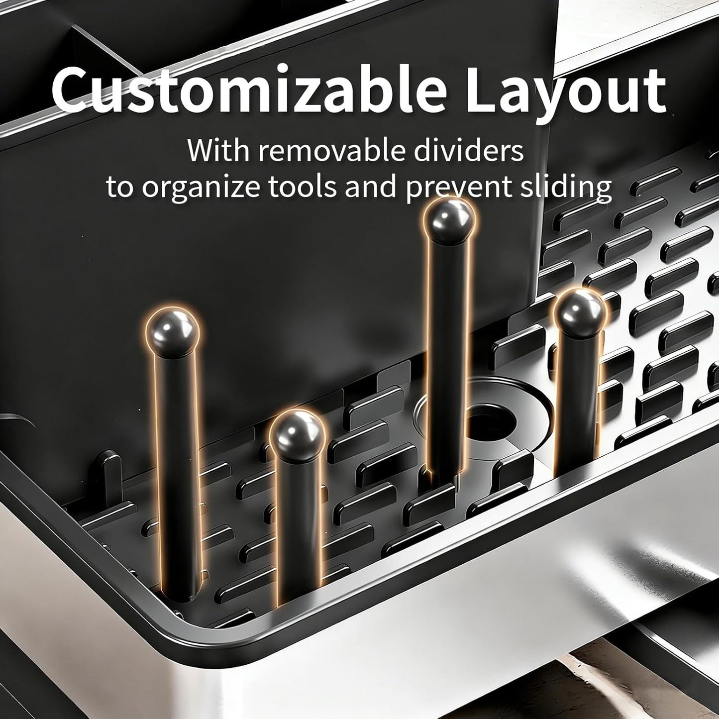 Sink Caddy, Stainless Steel Sink Caddy with Brush Holder, Kitchen Sink Caddy Dishcloth Rack and Holds Soap Dispenser, Sink Organizer Auto-Drain Rustproof Countertop Organizer (White)