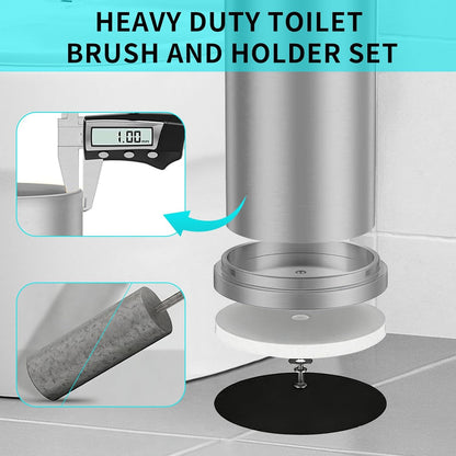 Chrome Toilet Brush and Holder Set,304 Stainless Steel Toilet Brush for Bathroom with Long Handle, Heavy Duty Toilet Bowl Brush,Removable Inner Bowl and Splash Protection,Deep Cleaning