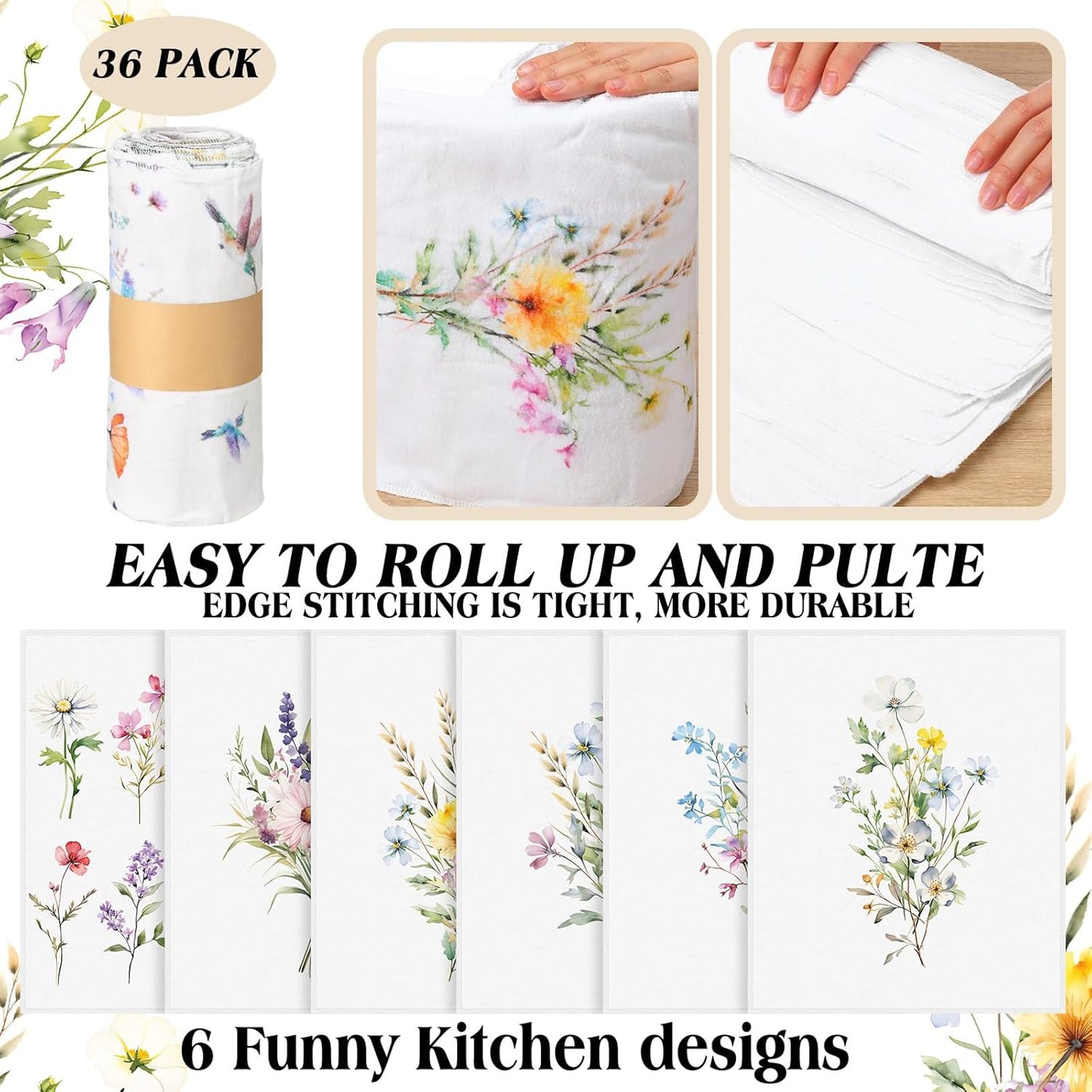 36 Pack Vintage Reusable Cleaning Cloths Washable Cotton Kitchen Towels for Home (Gray)