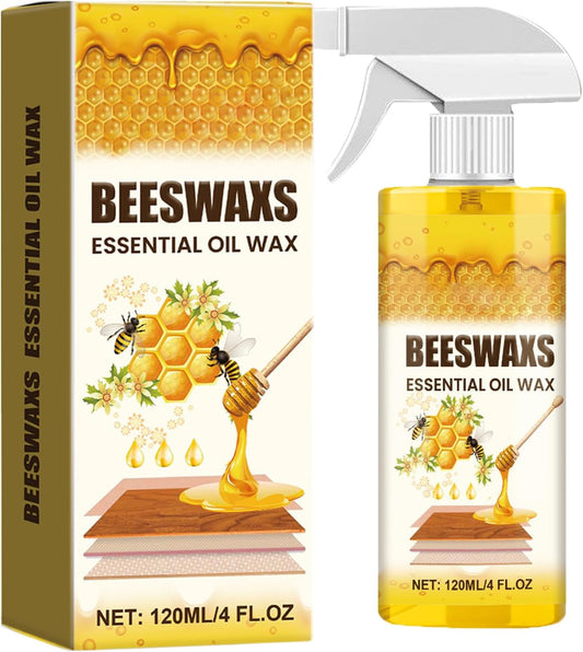 Natural Beeswax Wood Polish Spray, Furniture Polish with Beeswax for Wood Cabinets Tables & Floors, Wood Cleaner and Conditioner Spray for Restoring Shine (2pcs)